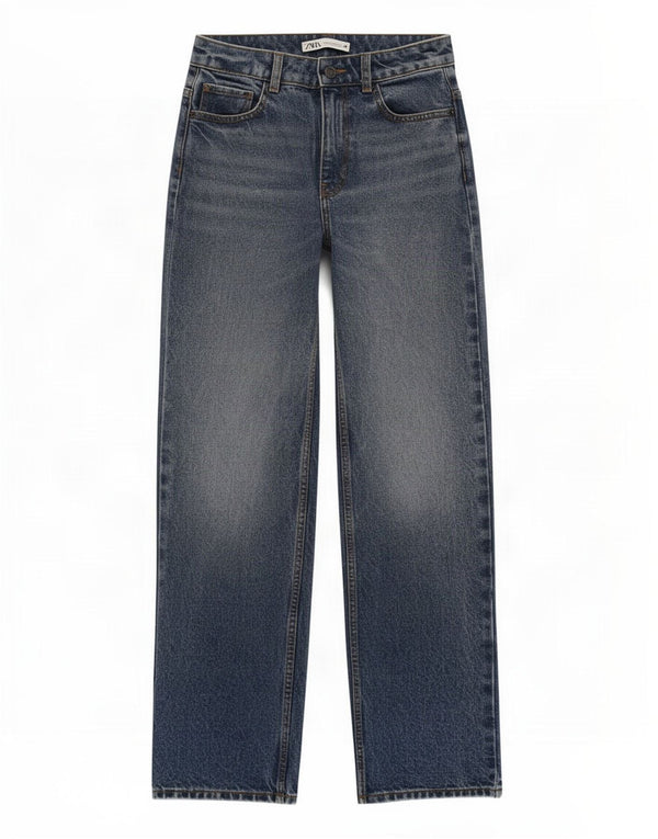 Женские прямые джинсы Zara EU 34 2XS W24 L30, синий хлопок