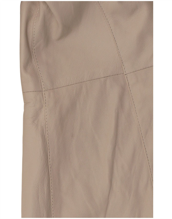 Винтажное женское кожаное пальто IT 42 Medium Off White Leather