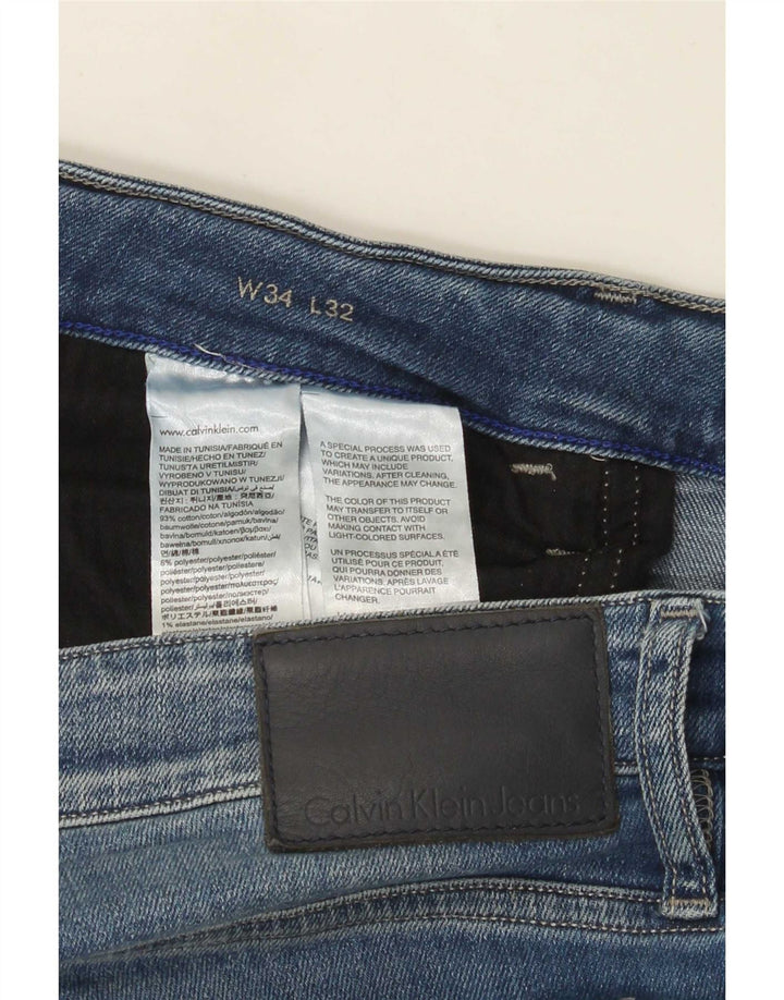Мужские узкие джинсы Calvin Klein W34 L32, синий хлопок