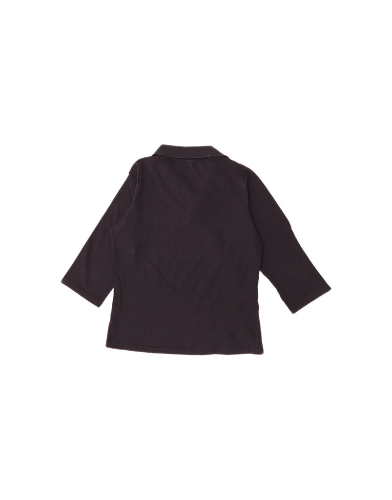 BURBERRY Womens 3/4 Sleeve Polo Shirt UK 14 Large Navy Blue Cotton Vintage Burberry and Second-Hand Burberry from Messina Hembry 