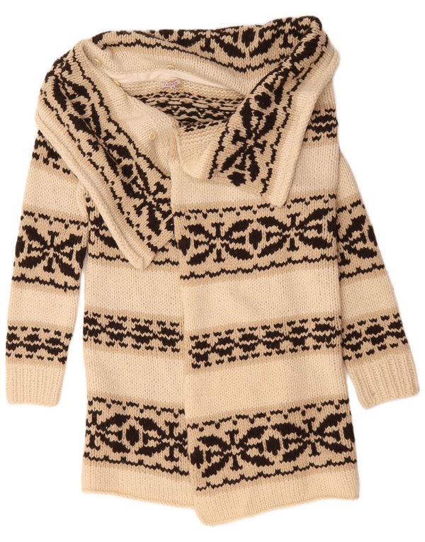 Женский удлиненный кардиган Parosh UK 14, средний темно-белый Fair Isle
