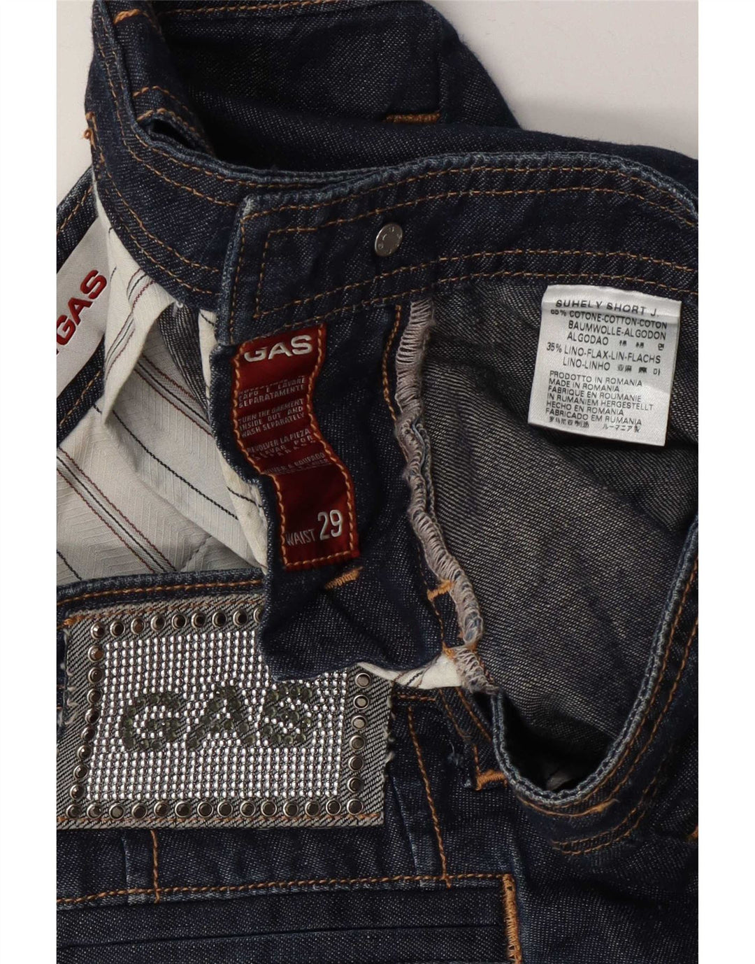 Женские джинсовые шорты Gas W29, темно-синие, хлопковые, среднего размера