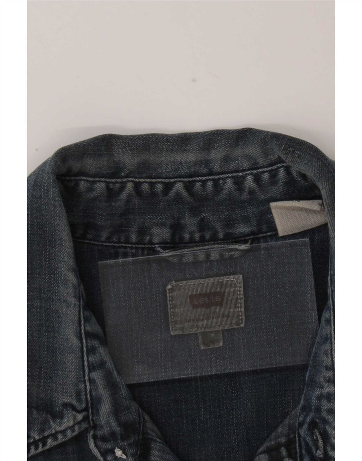 Мужская джинсовая рубашка Levi's, большая синяя хлопковая ткань