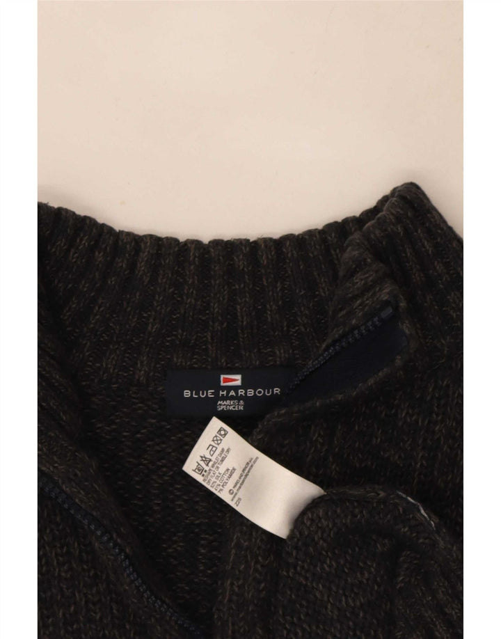 Мужской джемпер с воротником на молнии Mark & Spencer Blue Harbour, средний серый шелковый