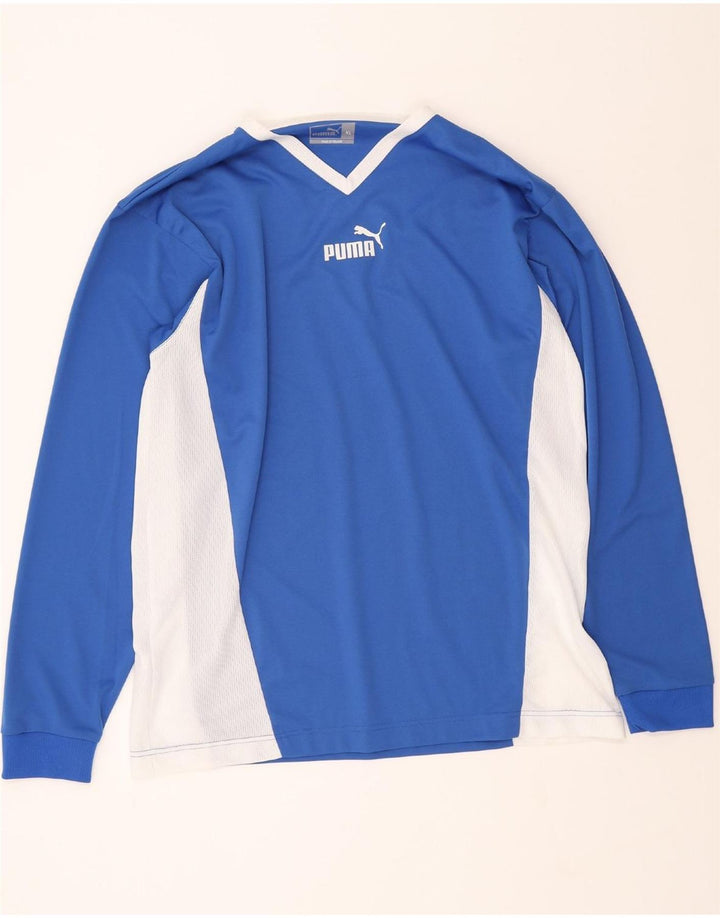 PUMA Mens Top Long Sleeve XL Blue Colourblock Polyester Vintage Puma and Second-Hand Puma from Messina Hembry 