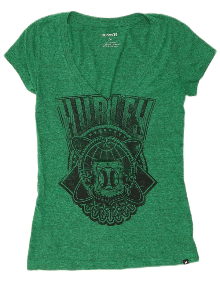 Женская футболка с рисунком Hurley Top UK 12, средний зеленый полиэстер