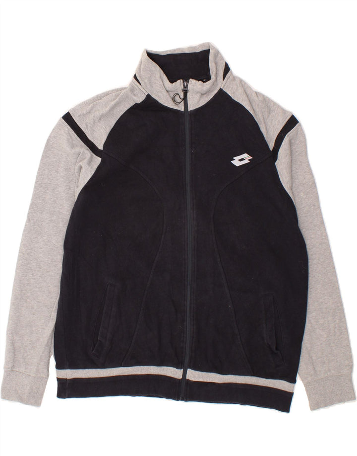 LOTTO Mens Tracksuit Top Jacket XL Black Colourblock Cotton Vintage Lotto and Second-Hand Lotto from Messina Hembry 