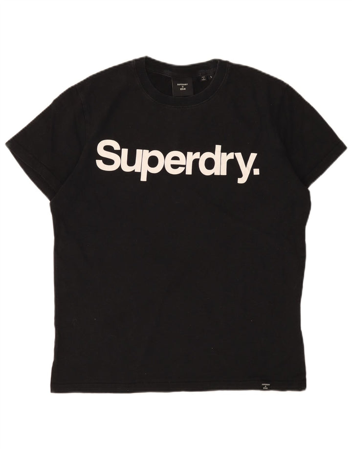 SUPERDRY Женская футболка с рисунком Top UK 16, большой черный хлопок