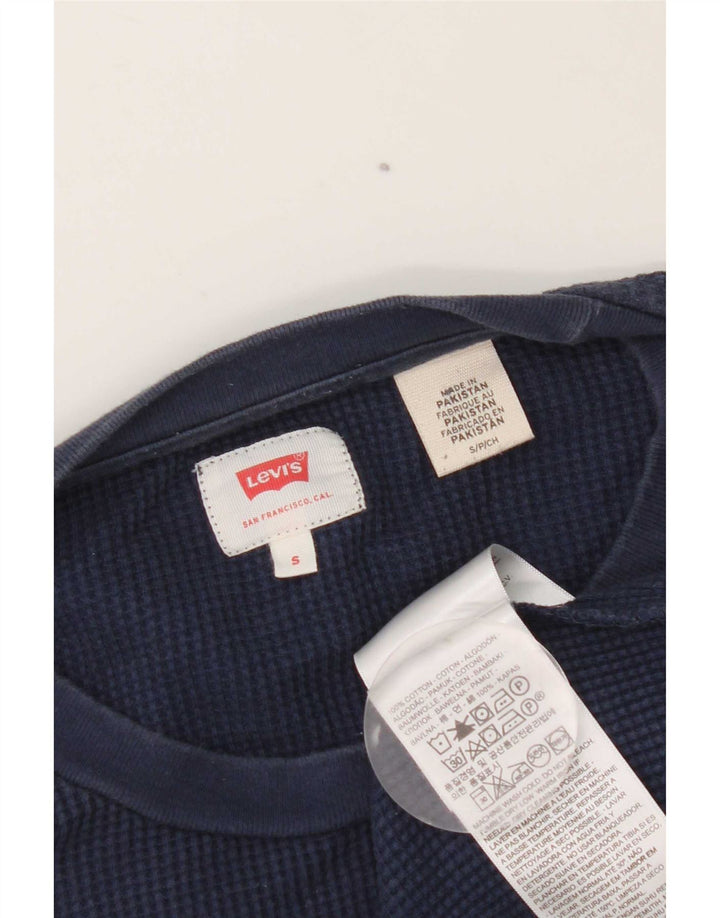 Мужской топ Levi's с длинным рукавом, маленький темно-синий, хлопковый