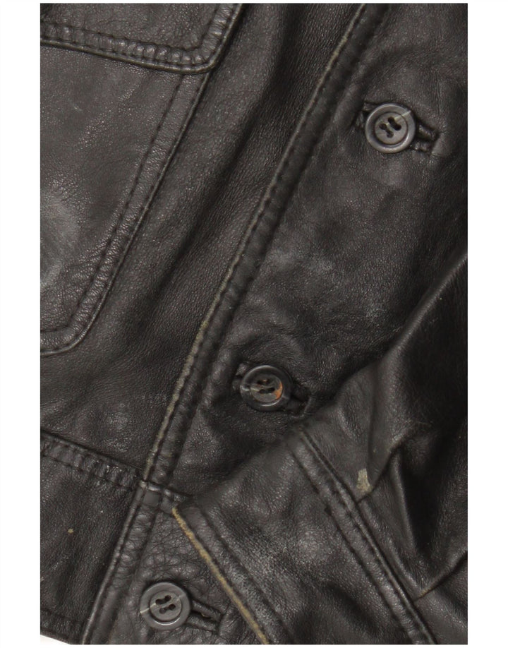 Винтажная женская кожаная куртка UK 12, средний черный