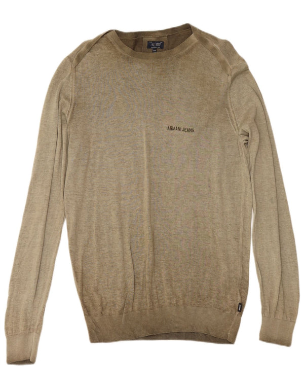 ARMANI JEANS Мужской свитер с вырезом лодочкой 2XL Хаки Хлопок