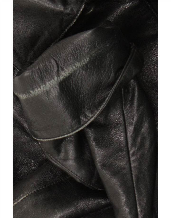 Винтажное женское кожаное пальто IT 42 Medium Black Leather