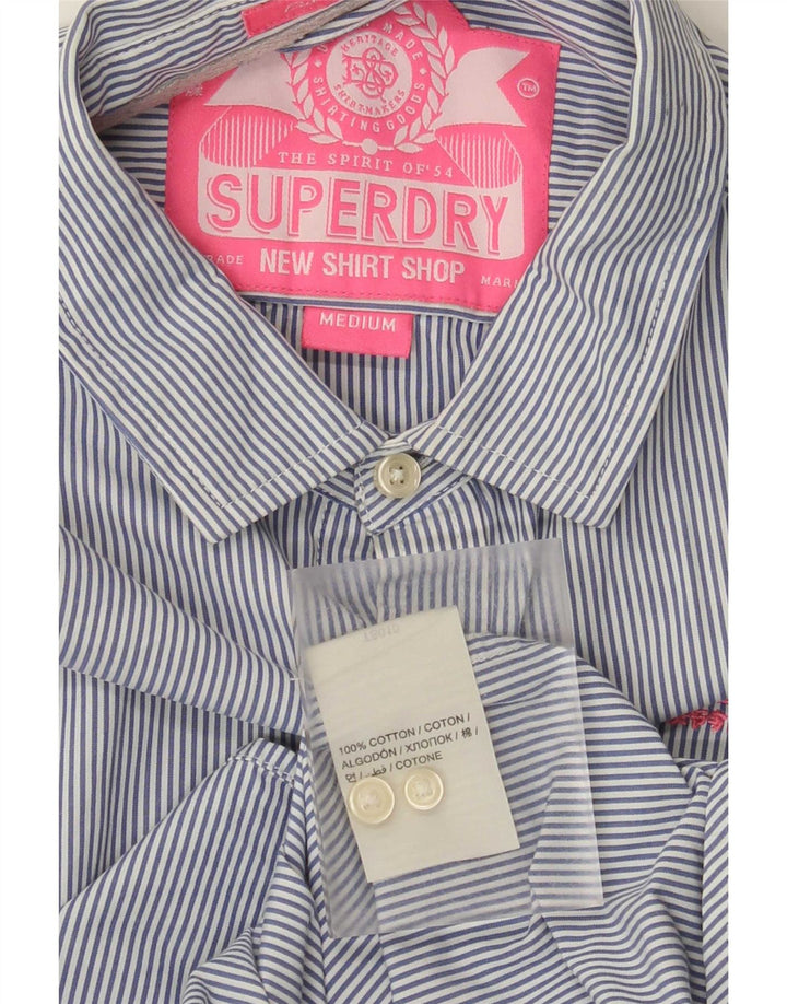 Мужская рубашка Superdry в тонкую полоску среднего синего цвета, хлопок