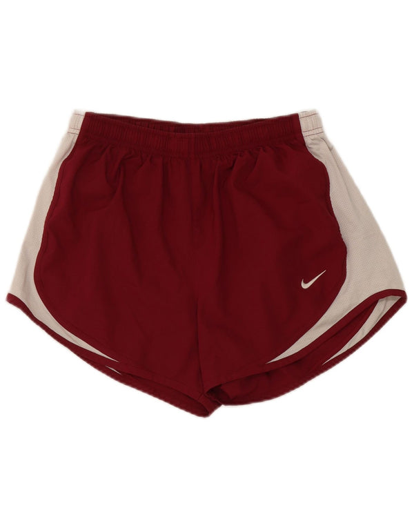 Женские спортивные шорты Nike Dri Fit UK 10, маленькие бордовые, полиэстер с цветными блоками