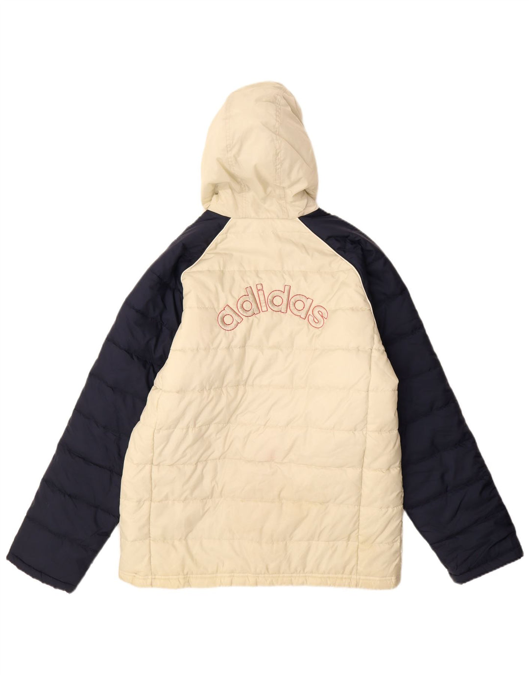 Утепленная куртка Adidas с капюшоном и графическим рисунком для мальчиков 15–16 лет, белая с цветными блоками
