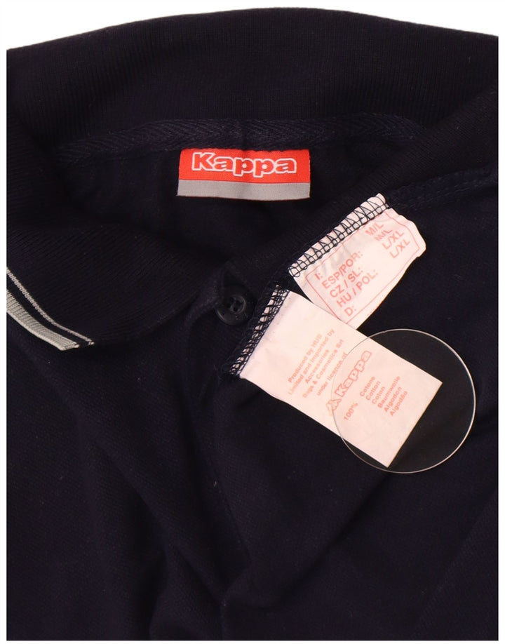 Мужская рубашка поло Kappa среднего размера, темно-синяя, хлопок