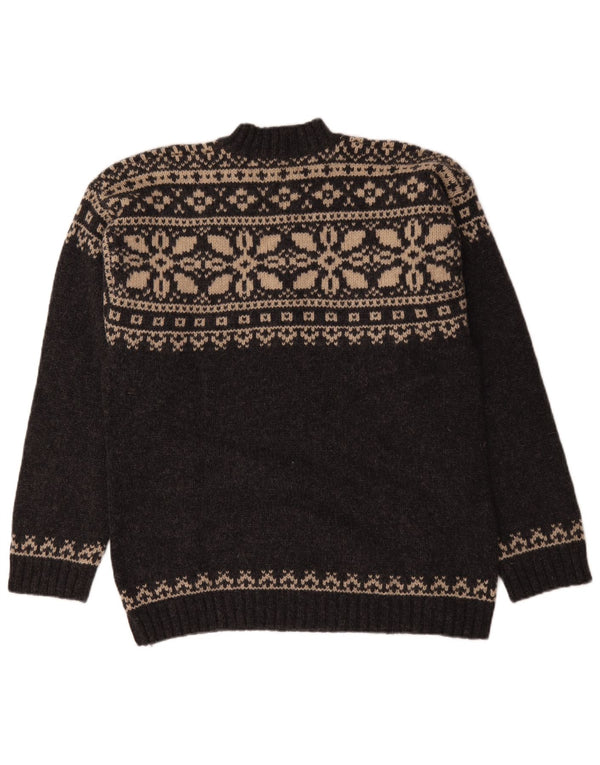 Cottonfield Mens Turtle Neck Jumper Sweater XL Grey Fair Isle Wool