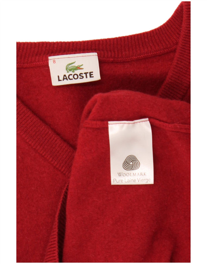 Мужской джемпер с v-образным вырезом LACOSTE, размер 8, 3XL, красная шерсть