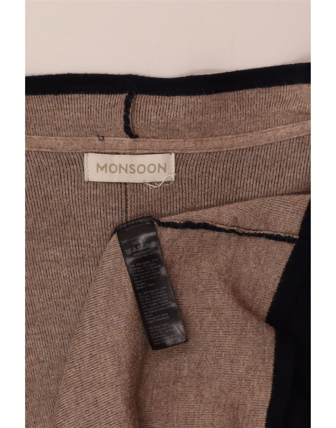 Женский длинный открытый кардиган Monsoon, Великобритания 16, большой темно-синий хлопок