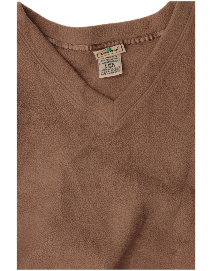 Женский флисовый джемпер L.L.Bean UK 16, большой размер, бежевый полиэстер