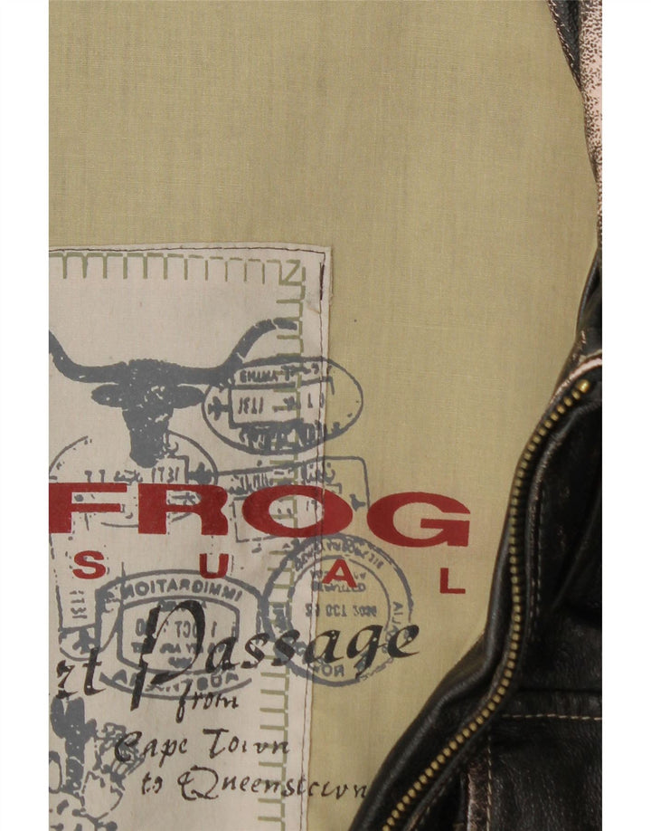 Le Frog Женская кожаная куртка в стиле милитари IT 52 2XL Черная