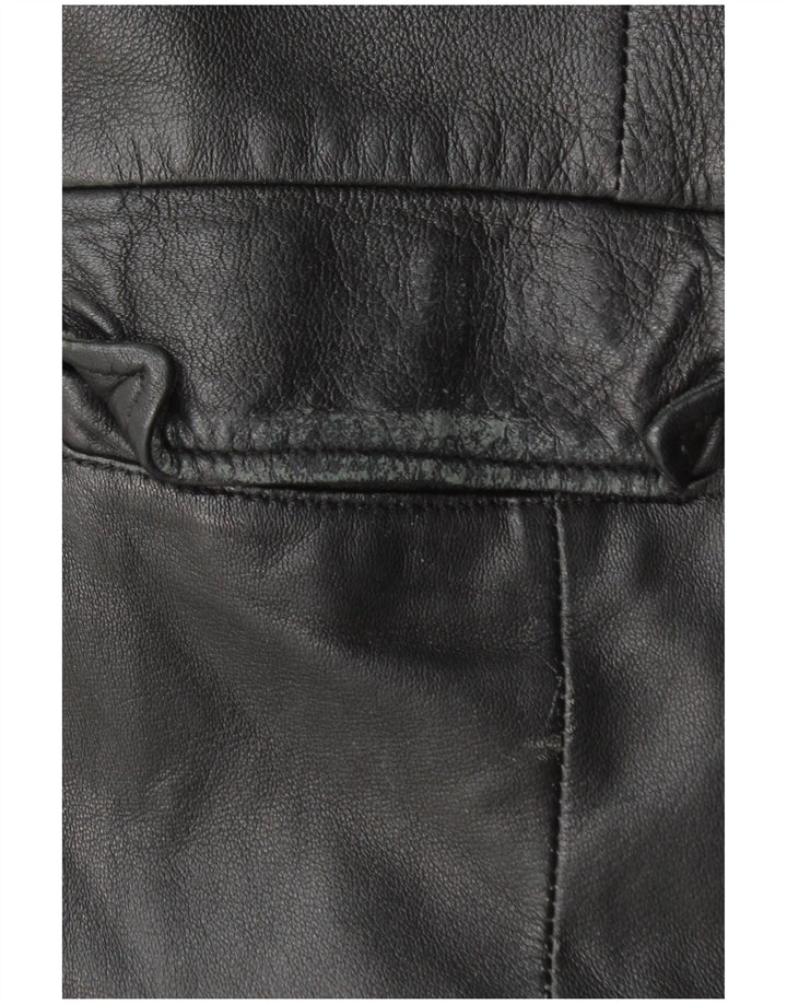 ВИНТАЖНОЕ женское кожаное пальто UK 18 XL, черное кожаное