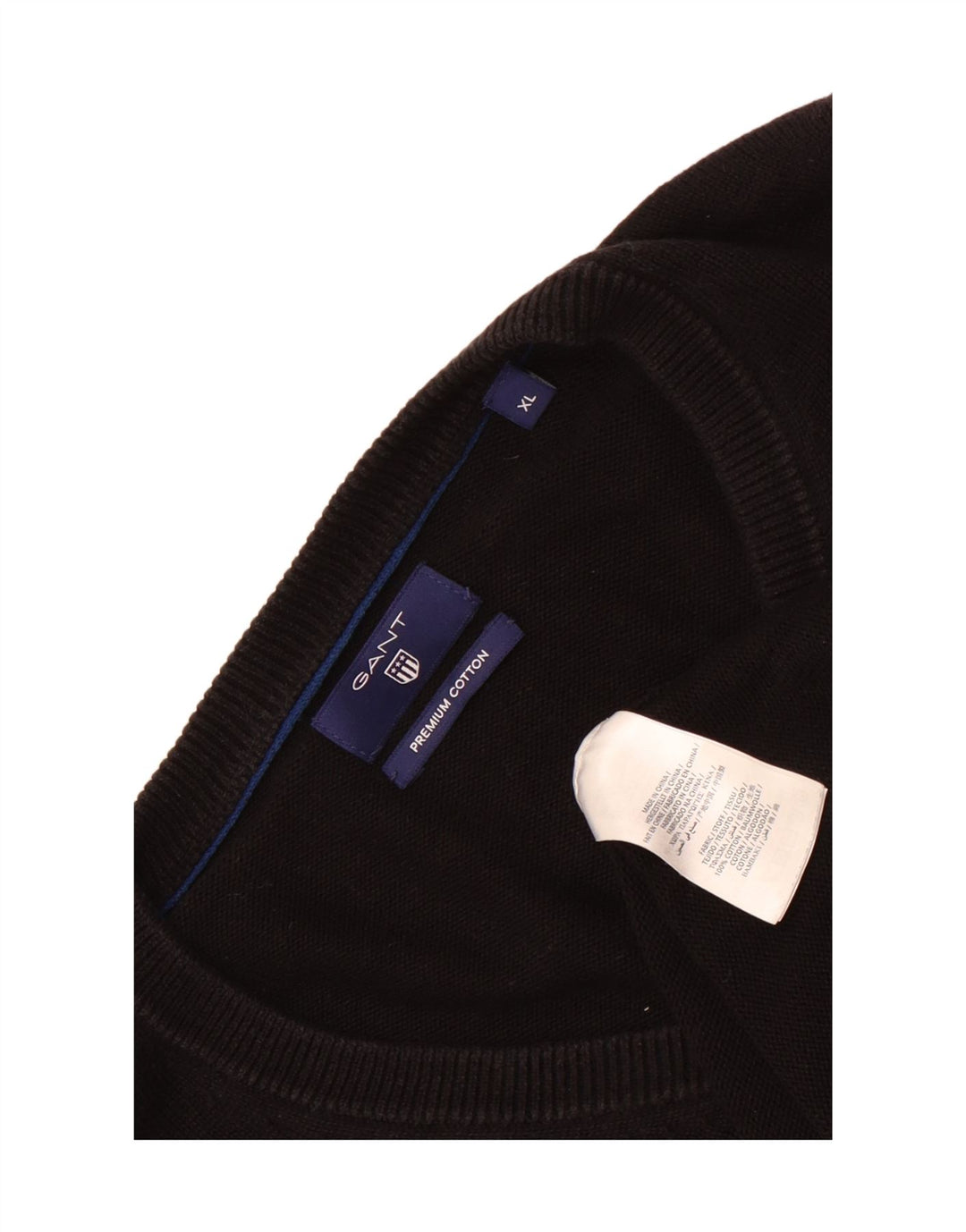 Мужской джемпер с v-образным вырезом Gant XL, черный хлопок