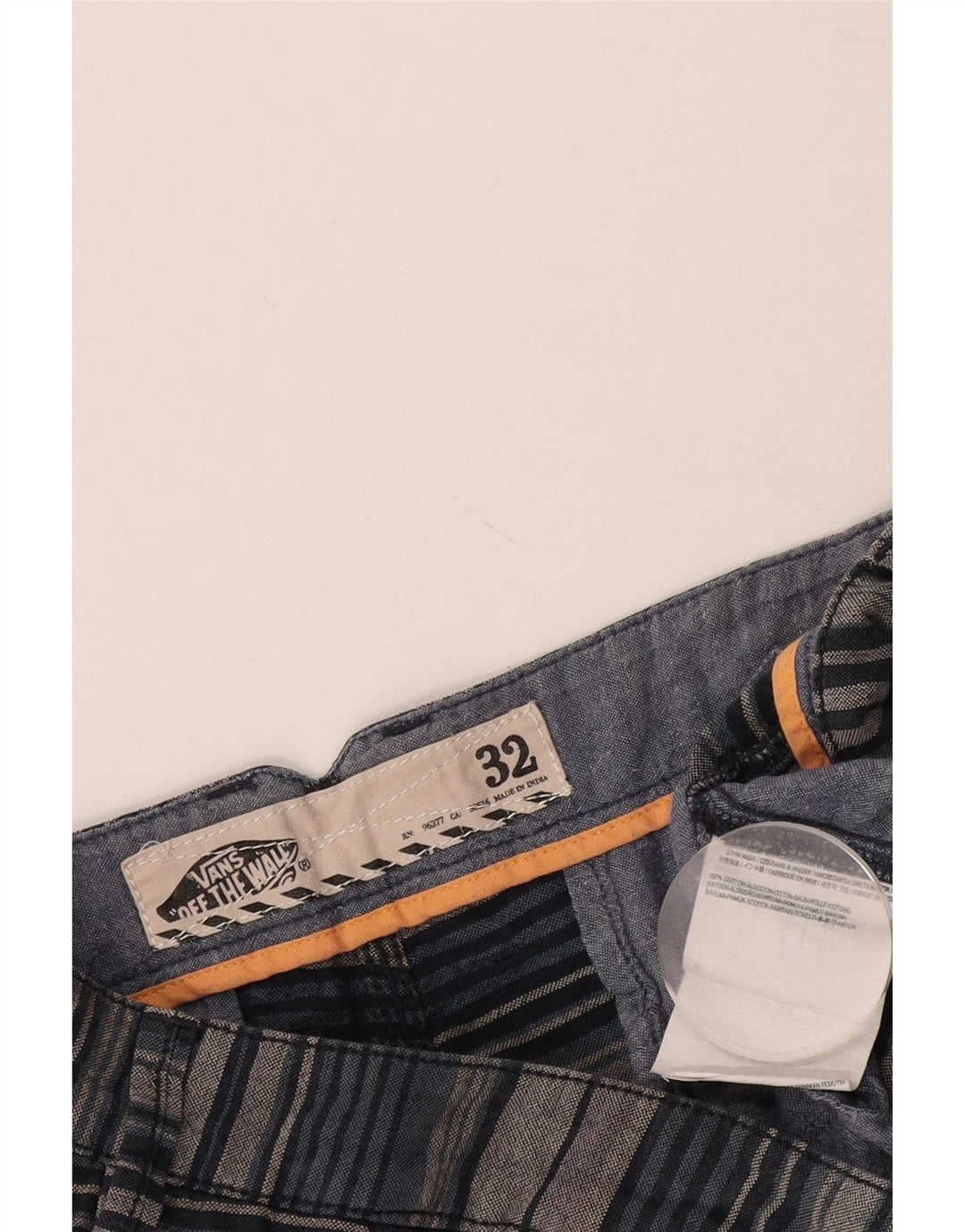 Мужские шорты чинос Vans W32, хлопок в серую полоску среднего размера