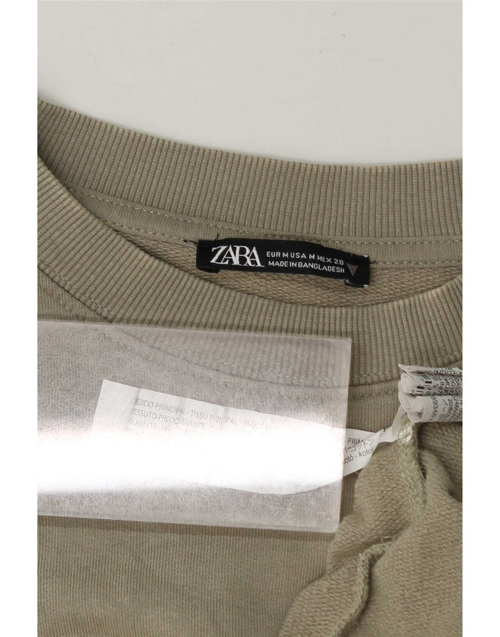 Мужской свитшот Zara, хлопковый джемпер среднего цвета хаки