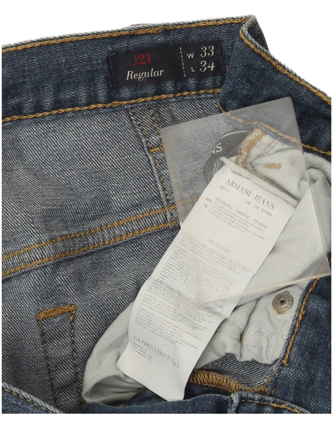 Armani Jeans Мужские обычные прямые джинсы W33 L30 Синий хлопок