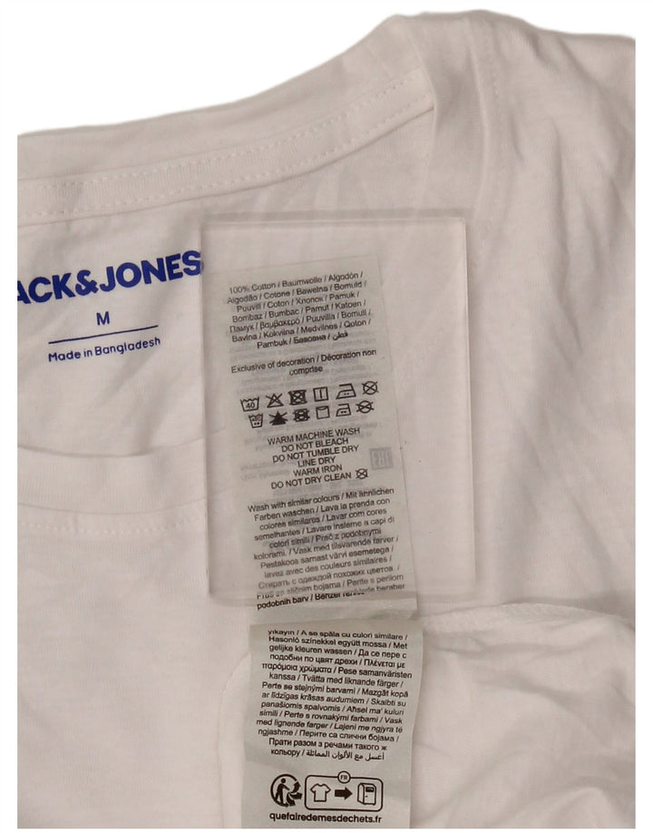 JACK & JONES Мужская футболка из хлопка среднего размера белого цвета