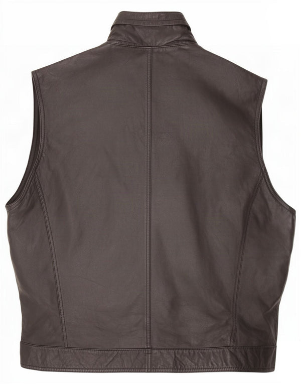 Винтажный мужской кожаный жилет UK 42 XL, черный