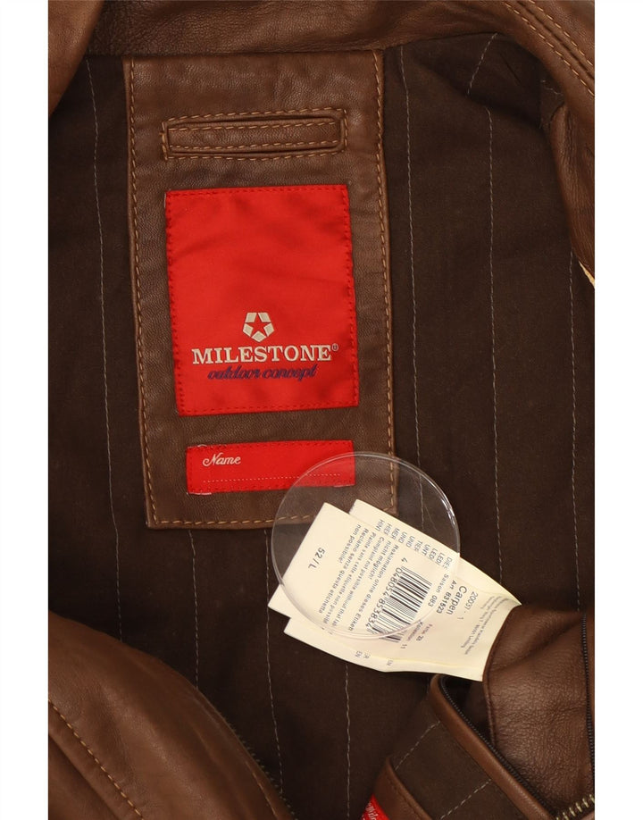 Мужская кожаная куртка MILESTONE UK 40, большая коричневая кожа