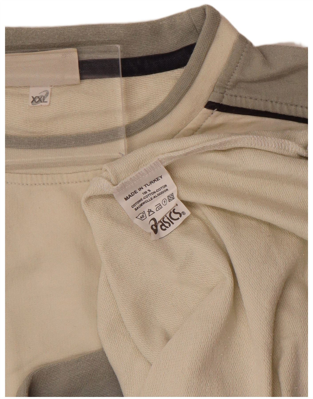 Мужской свитшот ASICS 2XL Off White, хлопок с цветными блоками