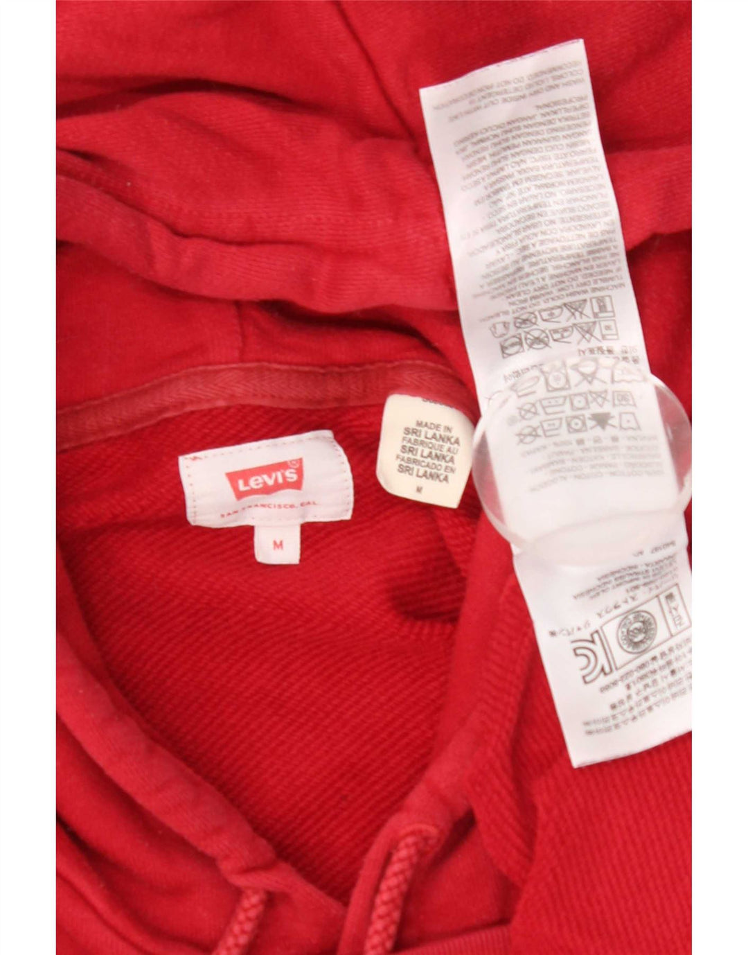 Мужской джемпер с капюшоном Levi's, красный, хлопковый, среднего размера