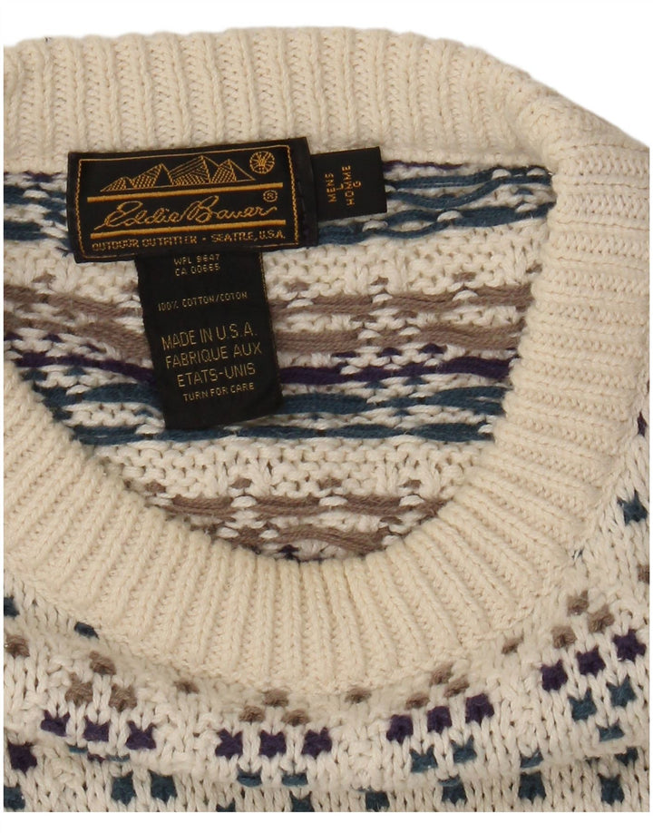 Мужской джемпер с круглым вырезом Eddie Bauer, большой хлопковый свитер с белыми пятнами