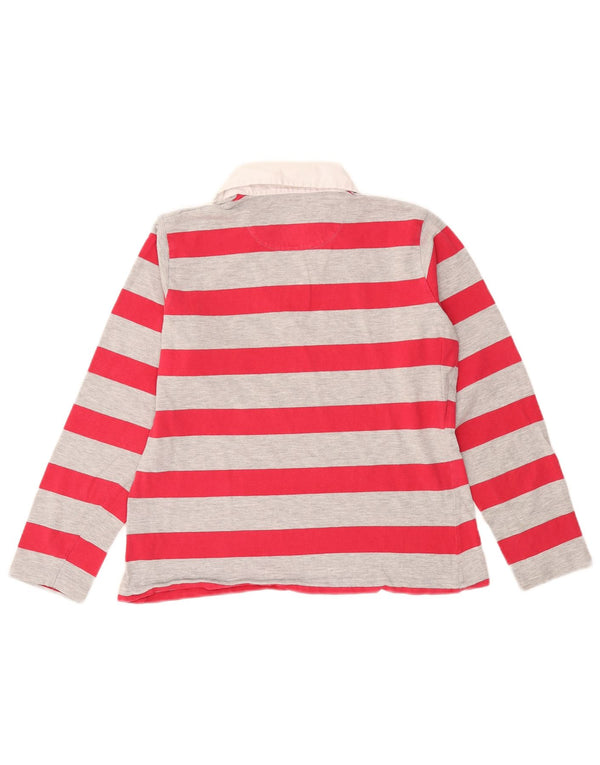 Женская рубашка-поло Reebok с длинным рукавом UK 16, хлопок в большую розовую полоску