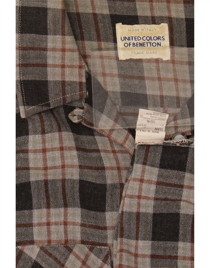 Женская фланелевая рубашка Benetton UK 12, средний серый в клетку, вискоза