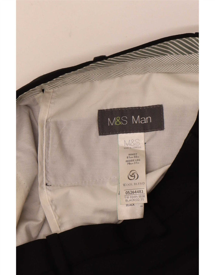 Мужские прямые костюмные брюки Marks & Spencer W32 L31 черные из полиэстера