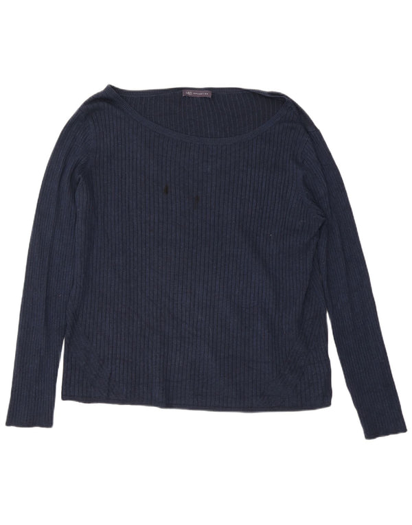 Женский топ с длинным рукавом Marks & Spencer UK 24 4XL Темно-синий из вискозы