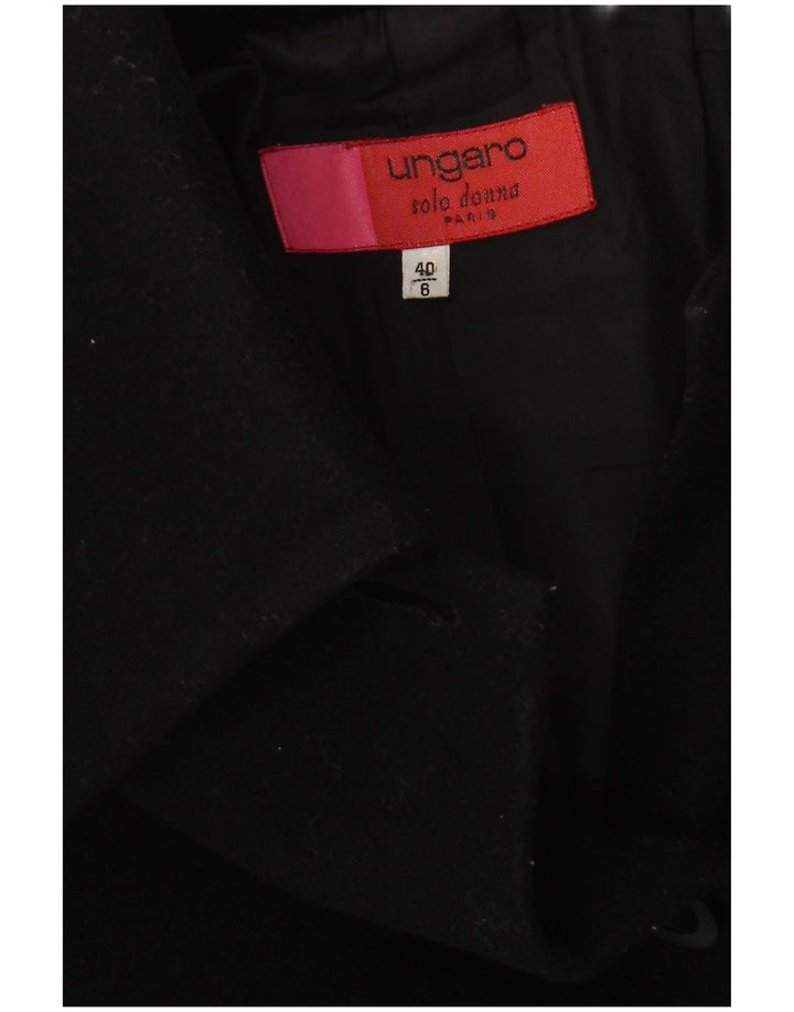 UNGARO Womens Oversized Overcoat EU 40 Medium Black Wool