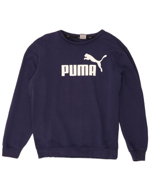 Мужской свитшот с рисунком Puma, большой темно-синий хлопковый джемпер