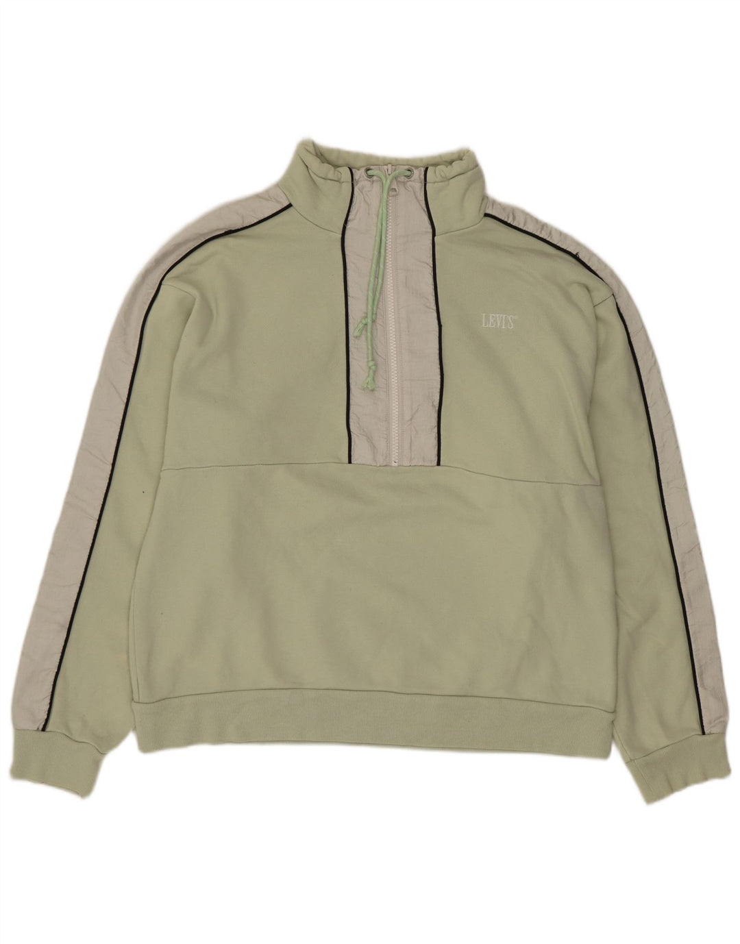 Женский джемпер с воротником на молнии Levi's UK 14, средний зеленый цвет с цветными блоками