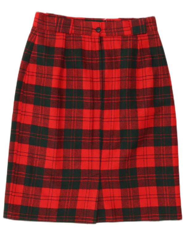 ВИНТАЖНАЯ женская юбка-карандаш с высокой талией UK 12, средний W26, красная клетка