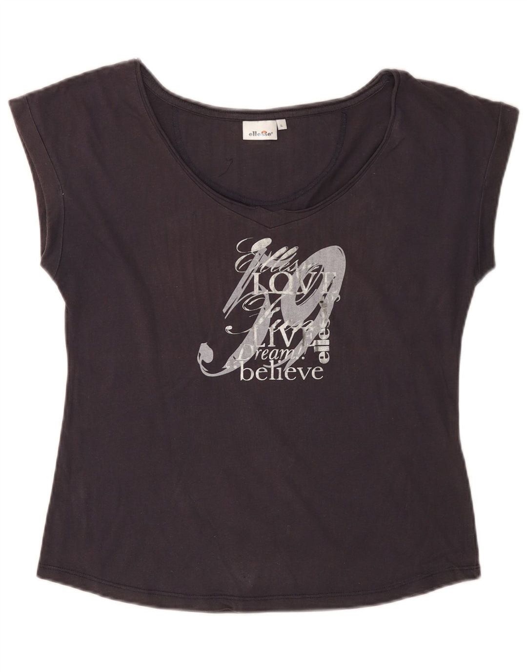 ELLESSE Женская футболка с рисунком Top UK 14, большой темно-синий хлопок