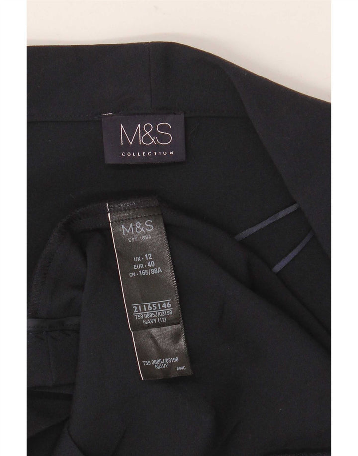 Женский открытый пиджак Marks & Spencer UK 12, средний темно-синий, полиэстер
