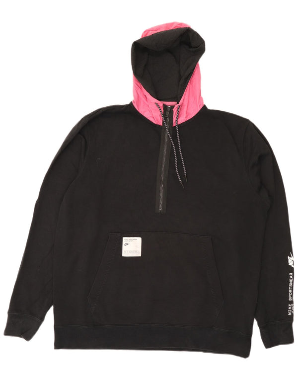 Мужской джемпер с капюшоном на молнии с рисунком Nike XL, черный, хлопок с цветными блоками