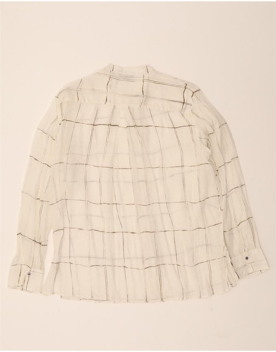 MASSIMO DUTTI Womens See Through Shirt Blouse EU 42 Large White Check Vintage Massimo Dutti and Second-Hand Massimo Dutti from Messina Hembry 