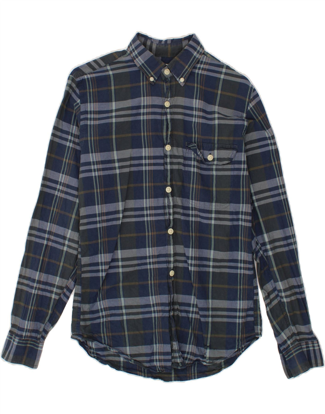 J. CREW Mens Shirt Small Navy Blue Check Cotton Vintage J. Crew and Second-Hand J. Crew from Messina Hembry 