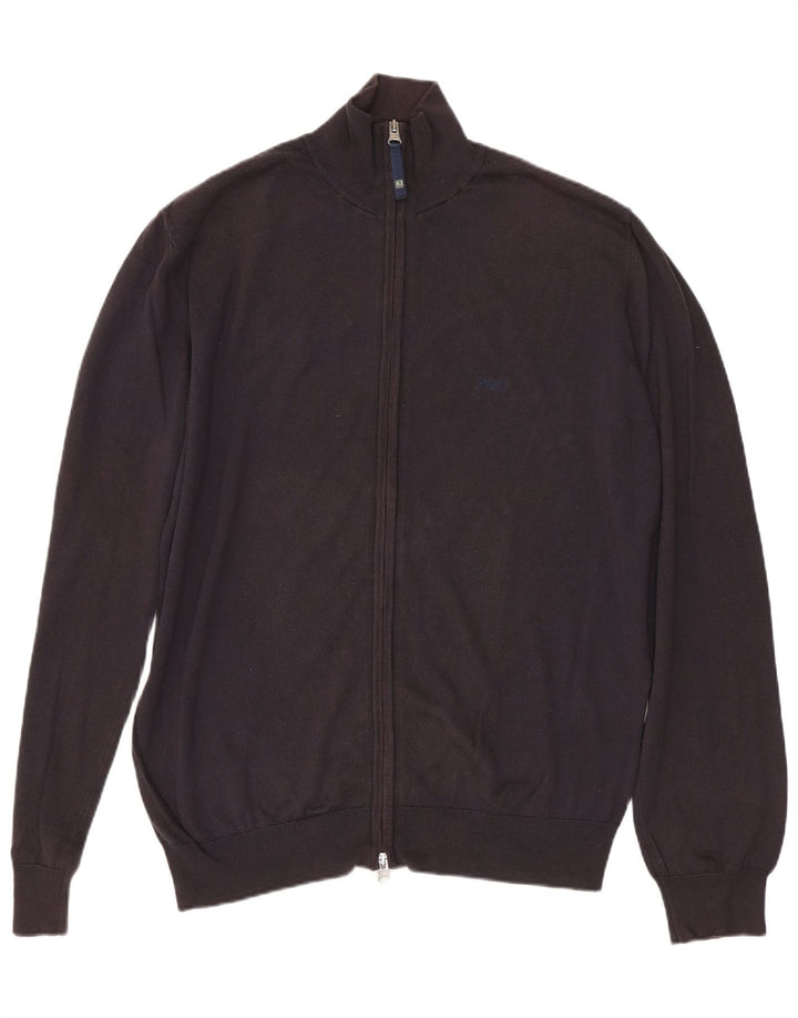 ARMANI JEANS Мужской свитер-кардиган среднего размера, темно-синий, хлопок